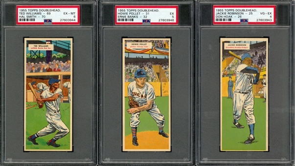 1955 Topps Doubleheaders Hall of Famers PSA-Graded Trio (3 Different) Including Williams